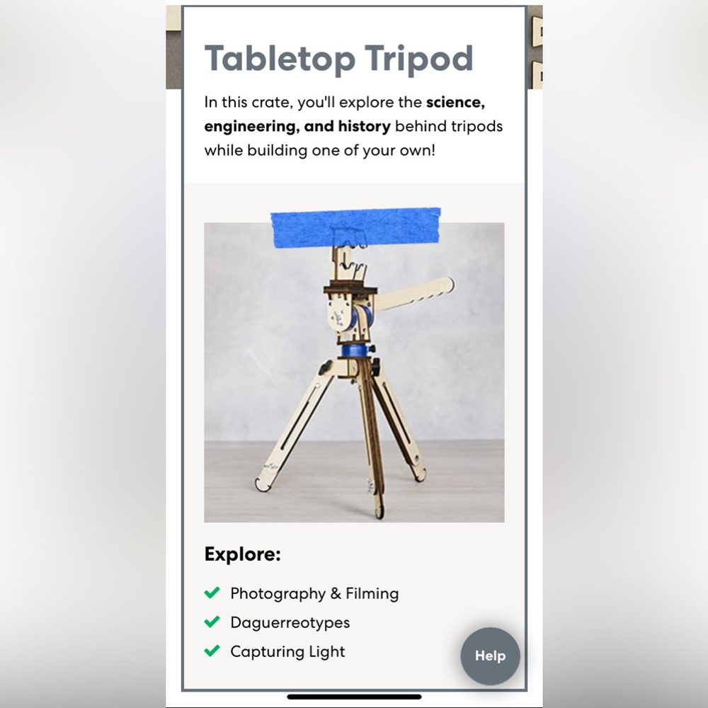 KiwiCo Eureka Crate tabletop tripod